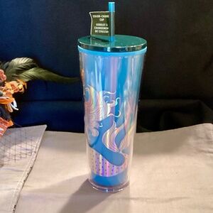 Starbucks 2021 Blue Siren Color Change Mermaid tumbler Cup with Straw NWT